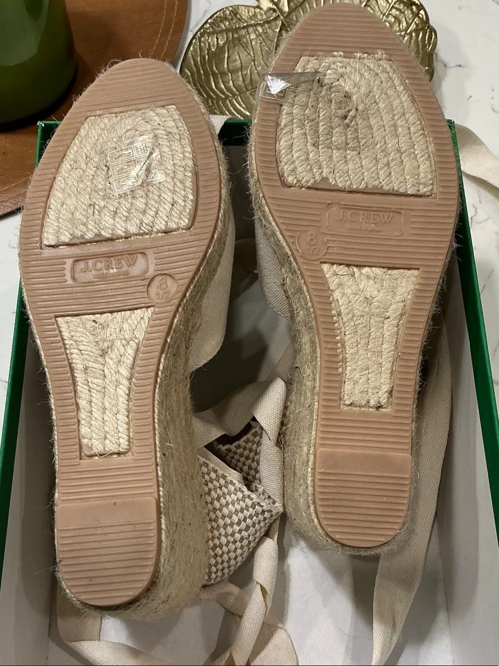 J. Crew Cream Canvas Espadrille Wedge with Wrap Ties